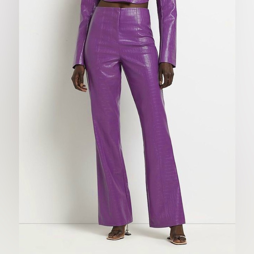 River Island purple faux leather pants